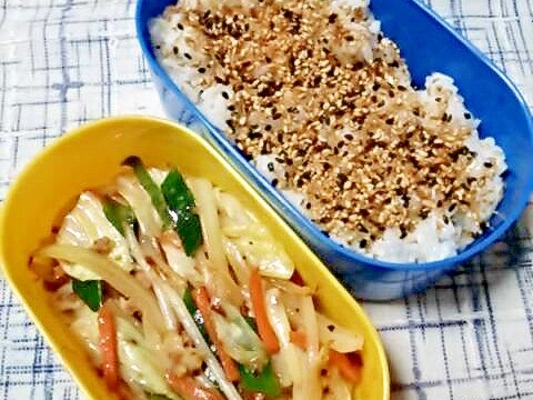 ☆そぼろ野菜炒め＆胡麻ふりかけ弁当☆